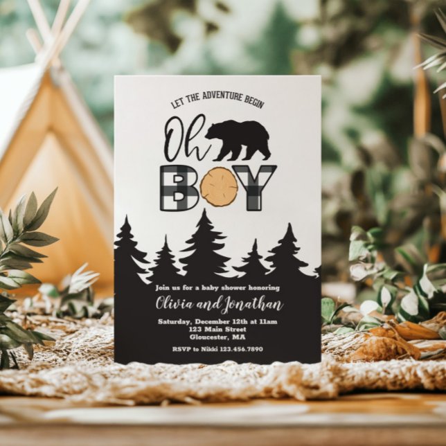 Oh Boy Bear Buffalo Play Baby Shower Inbjudningar (Skapare uppladdad)