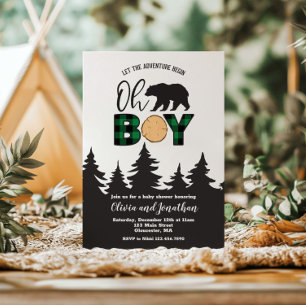 Oh Boy Bear Buffalo Play Baby Shower Inbjudningar