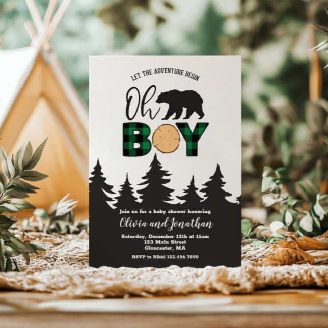 Oh Boy Bear Buffalo Play Baby Shower Inbjudningar (Skapare uppladdad)