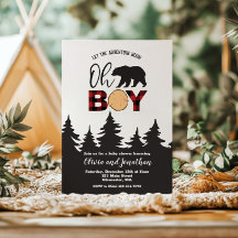 Oh Boy Bear Red Buffalo Play Baby Shower