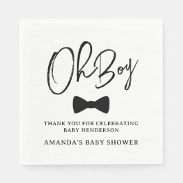 Oh Boy Black Bow Tie Baby Shower Pappersservett