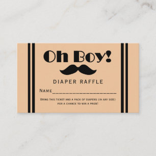 Oh Boy Black Mustache Baby Diaper Raffle Biljett Tilläggskort