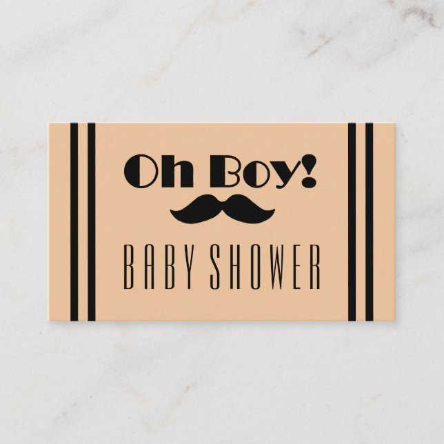 Oh Boy Black Mustache Baby Shower Biljett Inbjudan (Framsida)