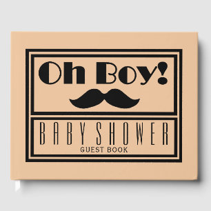 Oh Boy Black Mustache Baby Shower Gästböcker