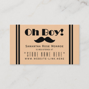 Oh Boy Black Mustache Baby Shower Gift Register Tilläggskort
