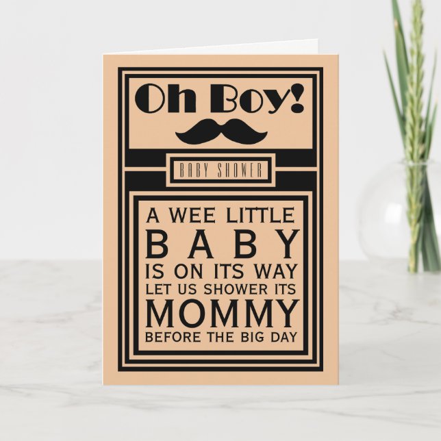 Oh Boy Black Mustache Baby Shower-inbjudan Inbjudan (Framsida)