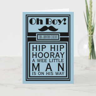 Oh Boy Black Mustache Nyfödd bebis Boy Announcemen Meddelande