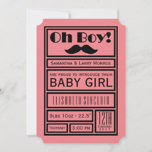 Oh Boy Black Mustache Nyfödd bebis Girl Girl Annou Meddelande