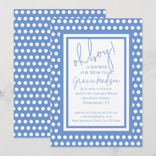 Oh Boy Blue and White Boy Baby Shower-inbjudan Inbjudningar