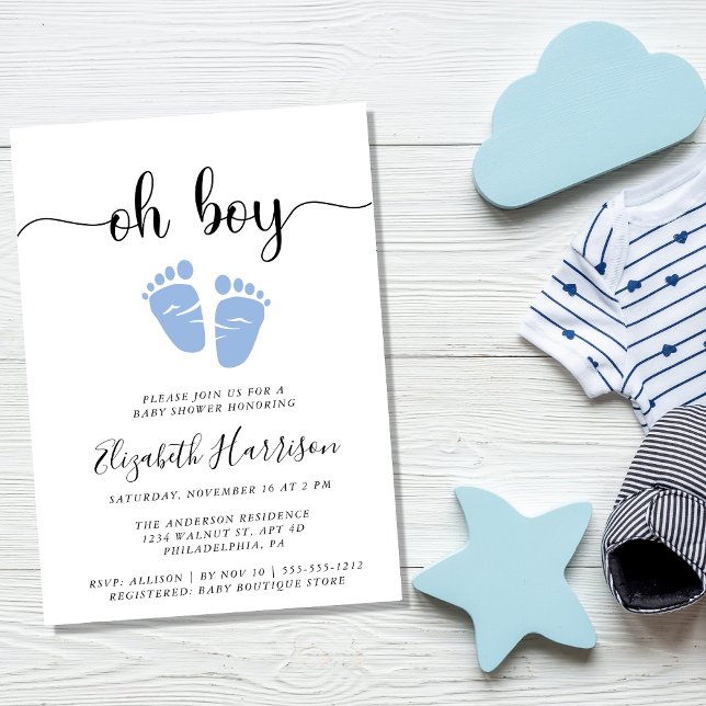 Oh Boy Blue Baby Feet Shower Inbjudningar (Skapare uppladdad)