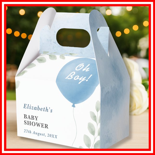 Oh Boy Blue Balloon Eucalyptus Baby Shower Favor B Presentaskar (Skapare uppladdad)