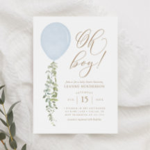 Oh Boy Blue Balloon Eucalyptus Baby Shower-inbjuda