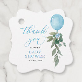 Oh Boy Blue Balloon Greenery Baby Shower Gåvor Etiketter