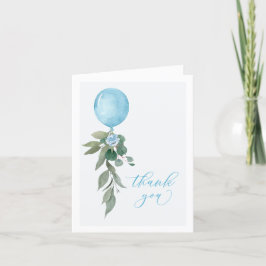 Oh Boy Blue Balloon Greenery Baby Shower Tack Kort
