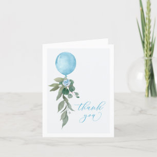 Oh Boy Blue Balloon Greenery Baby Shower Tack Kort