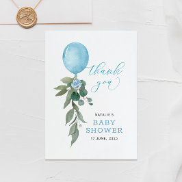 Oh Boy Blue Balloon Greenery Baby Shower Tack Kort