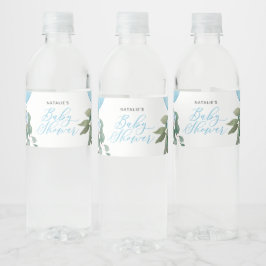 Oh Boy Blue Balloon Greenery Baby Shower Vattenflaskor Etikett