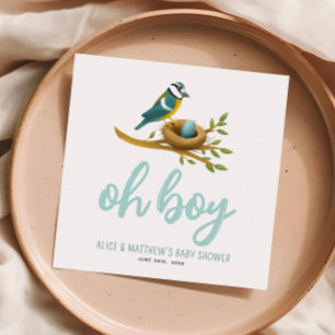 Oh Boy Blue Bird Nest Baby Shower Pappersservett