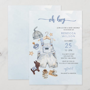 Oh Boy Blue Boho Boy Baby Shower-inbjudan Inbjudningar