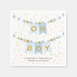 Oh Boy Blue Bunting Flaggor Baby Shower Pappersservett