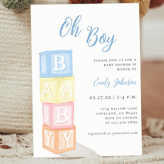 Oh Boy Blue Cute Baby Shower Inbjudningar (Skapare uppladdad)
