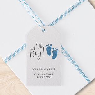 Oh Boy Blue Feet Baby Shower Presentetikett