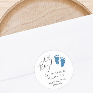 Oh Boy Blue Feet Par Baby Shower Runt Klistermärke