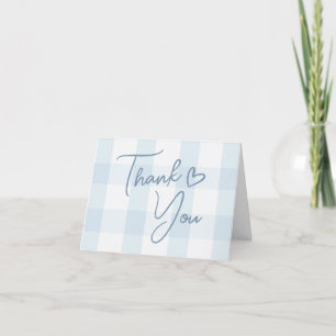 Oh Boy Blue Gingham Baby Shower Tack Kort