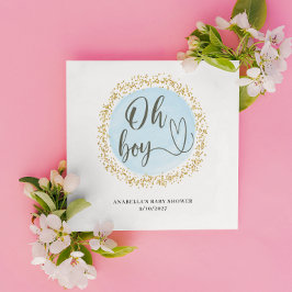 Oh Boy Blue Guld Confetti Baby Shower Pappersservett