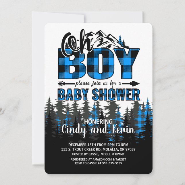 Oh Boy Blue Play Lumberjack Shower-inbjudan Inbjudningar (Framsida)