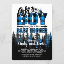 Oh Boy Blue Play Lumberjack Shower-inbjudan