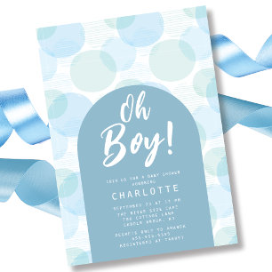 Oh Boy Blue Polka dots Baby Shower Inbjudningar