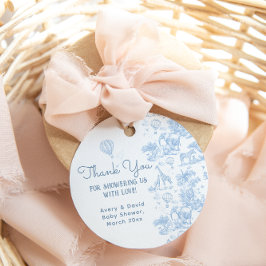 Oh Boy Blue Toile Safari Animal Baby Shower Gåvor Etiketter