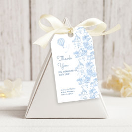 Oh Boy Blue Toile Safari Animal Baby Shower Presentetikett