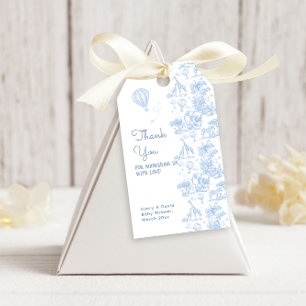Oh Boy Blue Toile Safari Animal Baby Shower Presentetikett