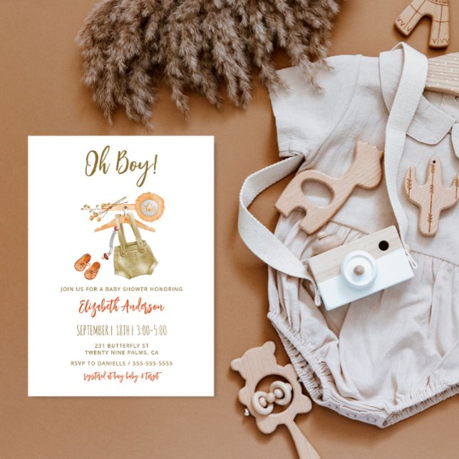 Oh Boy Boho Baby Shower-inbjudan Inbjudningar (Skapare uppladdad)