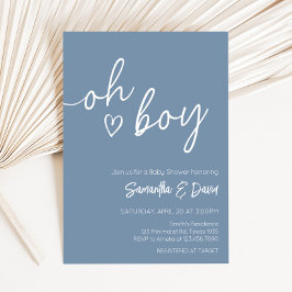 Oh Boy Boho Minimalist Baby Shower Inbjudningar