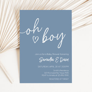 Oh Boy Boho Minimalist Baby Shower Inbjudningar