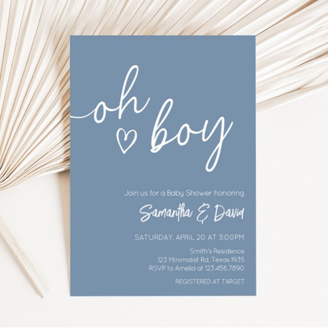 Oh Boy Boho Minimalist Baby Shower Inbjudningar (Boho Minimalist Baby Shower Invitation)