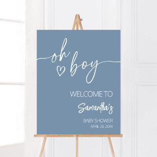 Oh Boy Boho Minimalist Baby Shower Välkommen Poster