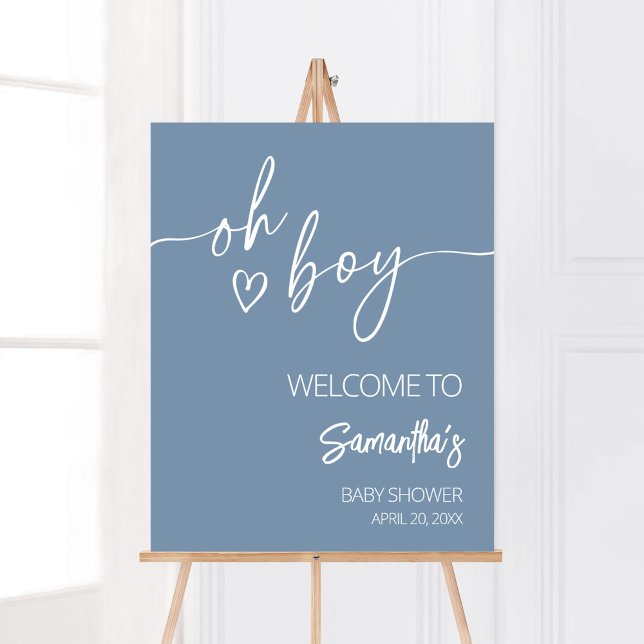 Oh Boy Boho Minimalist Baby Shower Välkommen Poster (Boho Minimalist Baby Shower Welcome Sign)