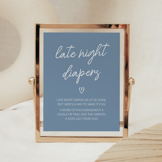 Oh Boy Boho Minimalist Late Nght Diaper Poster (Boho Minimalist Baby Shower Late Night Diapers Sign)