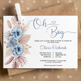 Oh Boy Boho Pampas Grass Baby Shower Inbjudningar