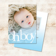 OH BOY Bold Overlay Blue Photo Birth Meddelanden
