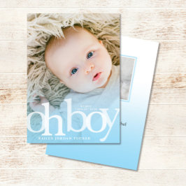 OH BOY Bold Overlay Blue Photo Birth Meddelanden
