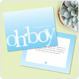 OH BOY Bold Overlay Light Blue Modern Baby Shower Tack Kort
