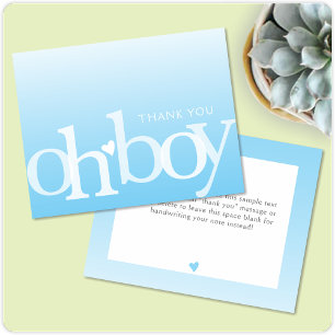 OH BOY Bold Overlay Light Blue Modern Baby Shower Tack Kort