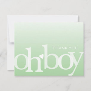 OH BOY Bold Overlay Ljust grönt Modern Baby Shower Tack Kort