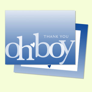OH BOY Bold Overlay Navy Blue Modern Baby Shower Tack Kort