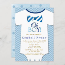 Oh Boy Bow Tie Bodydress Baby Shower-inbjudningar